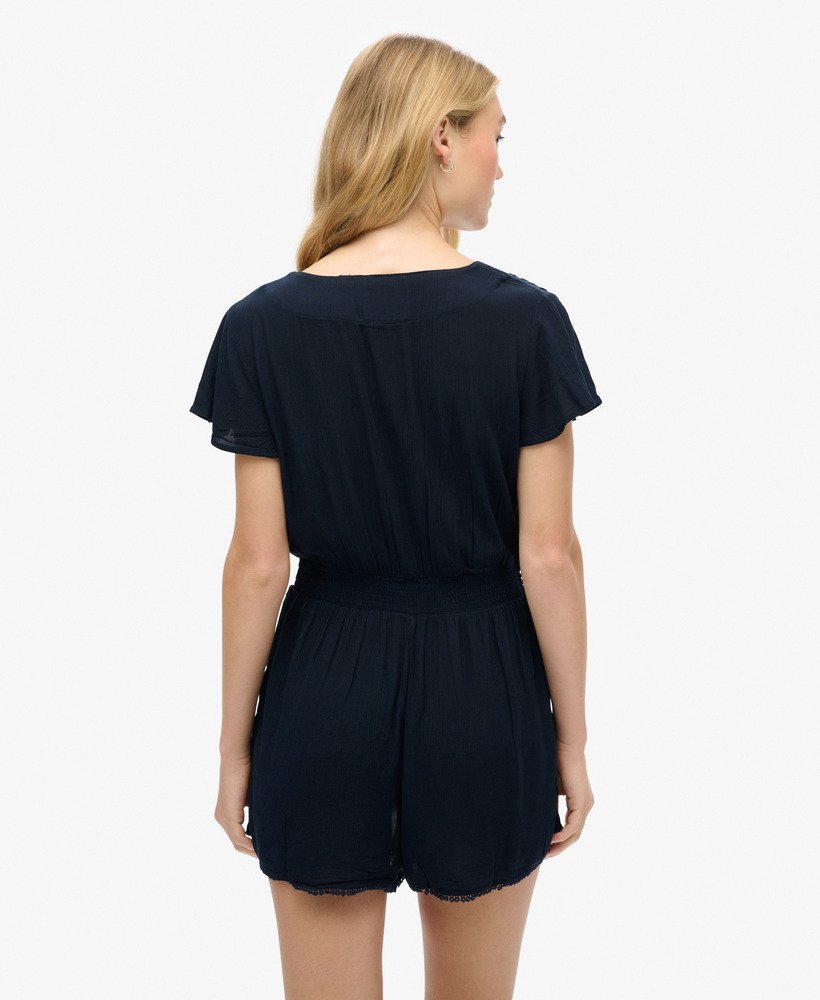 playsuit met korte mouwen voor op het strand in eclipse navy