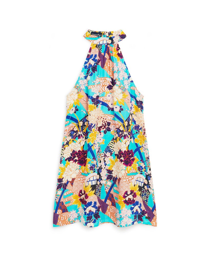 mouwloze mini-jurk met print in aqua ni hanadukushi