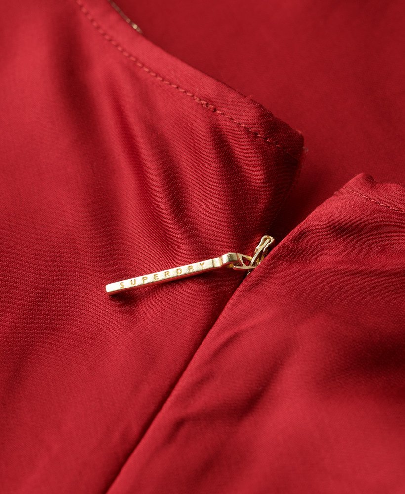 satijnen midi-jurk in racerstijl in de kleur red dahlia