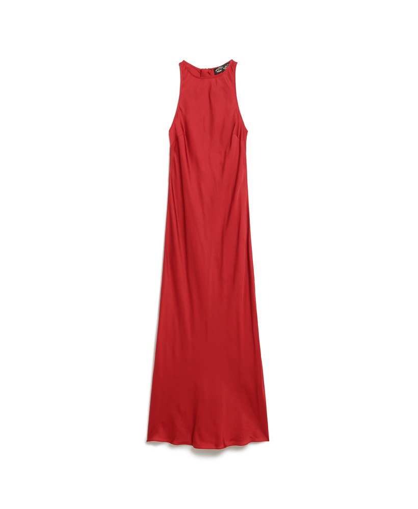 satijnen midi-jurk in racerstijl in de kleur red dahlia