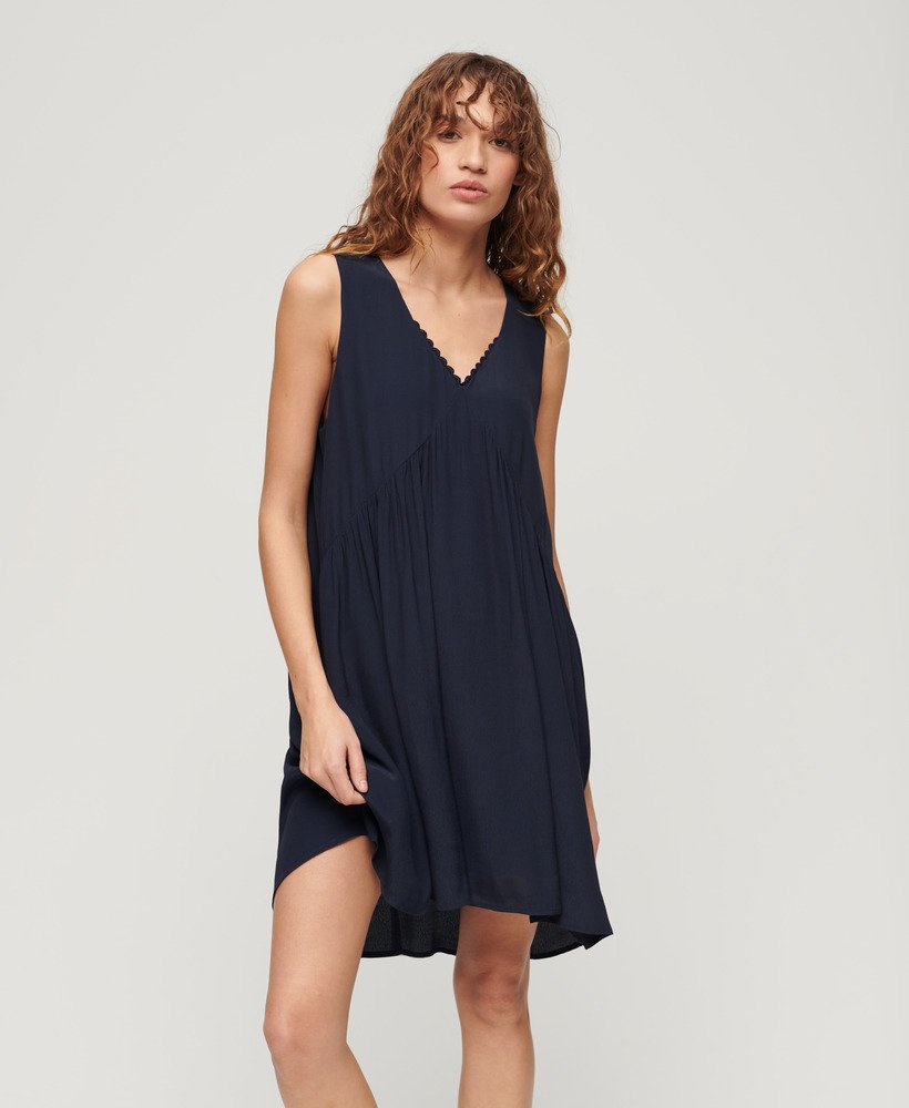mouwloze jurk met volume in eclipse navy