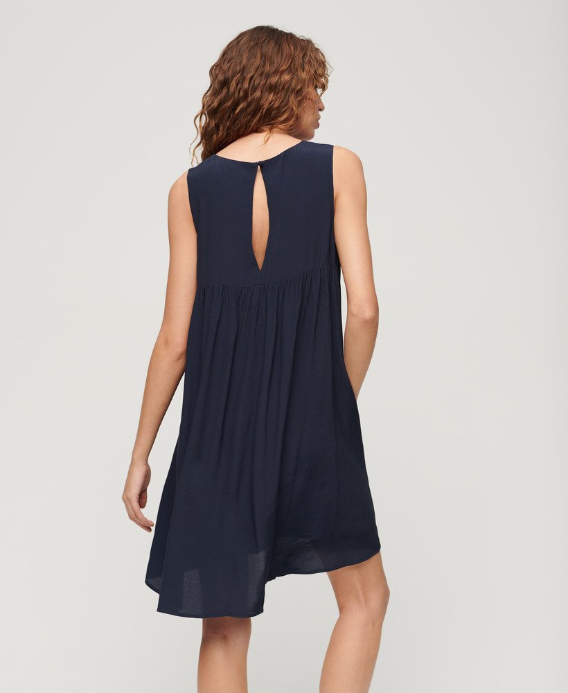 mouwloze jurk met volume in eclipse navy