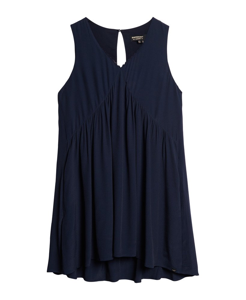 mouwloze jurk met volume in eclipse navy