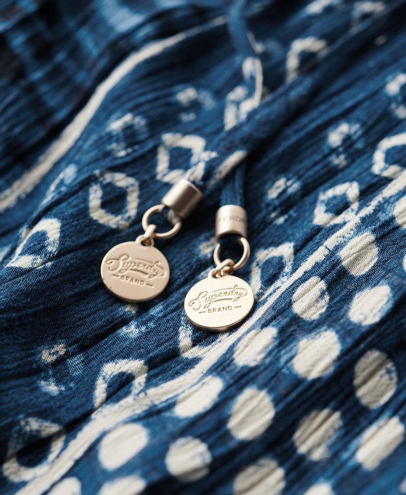 maxi strandjurk met camisole in shirbori-blauw