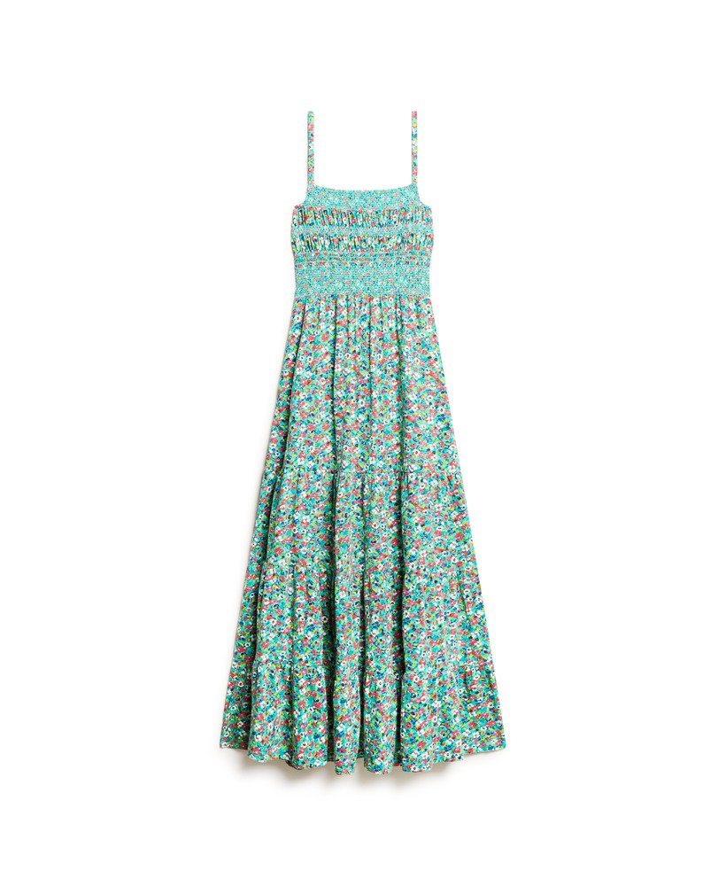 geplooide cami-maxijurk in betsy ditsy green
