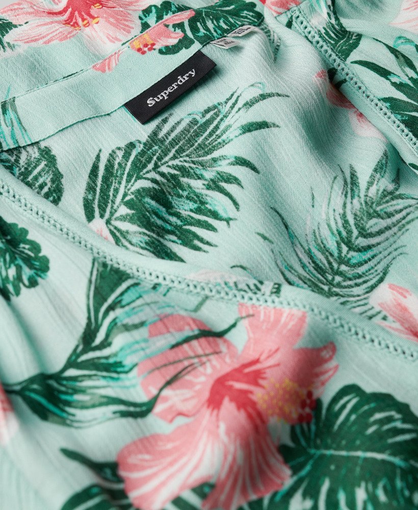 bedrukte mini-wikkeljurk in luna rose mint