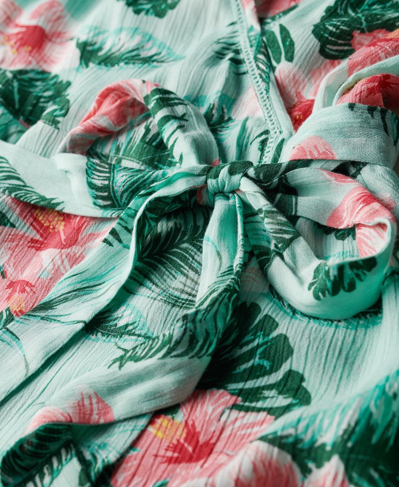 bedrukte mini-wikkeljurk in luna rose mint