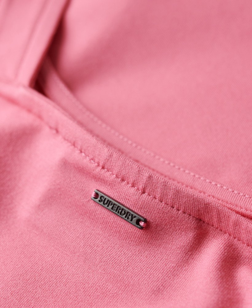 jersey minijurk met vierkante hals in roze anjerkleur