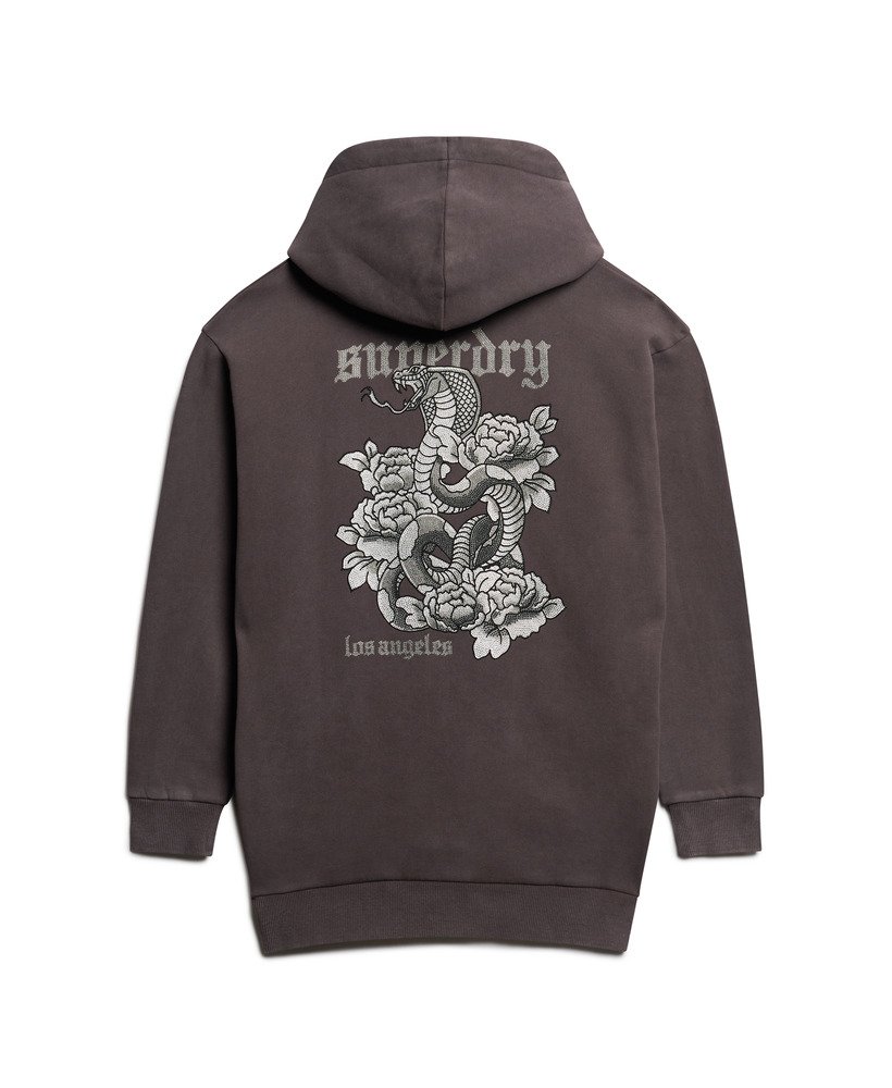 tattoo-jurk met capuchon en strasssteentjes in carbonzwart