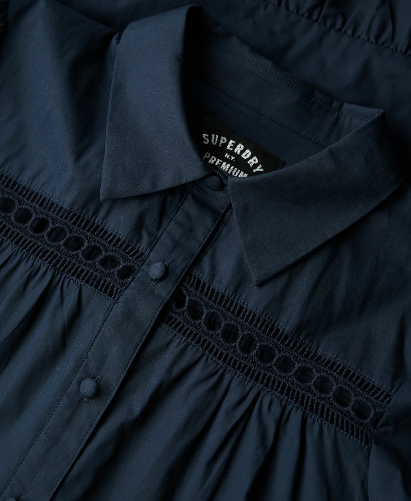 kanten overhemdjurk in marineblauw