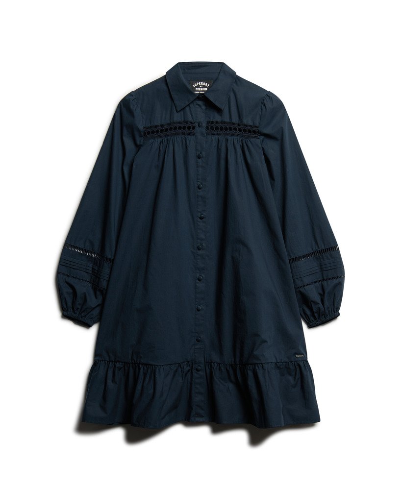 kanten overhemdjurk in marineblauw