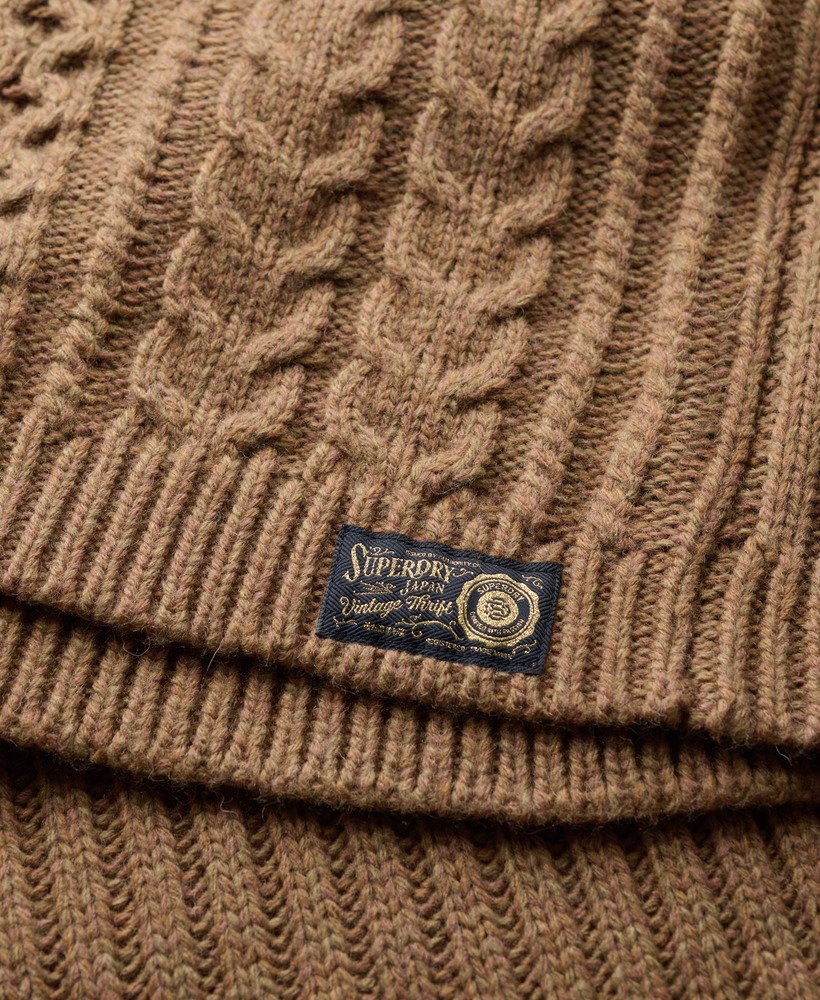 rolkraagjurk met kabelmotief in island caramel twist