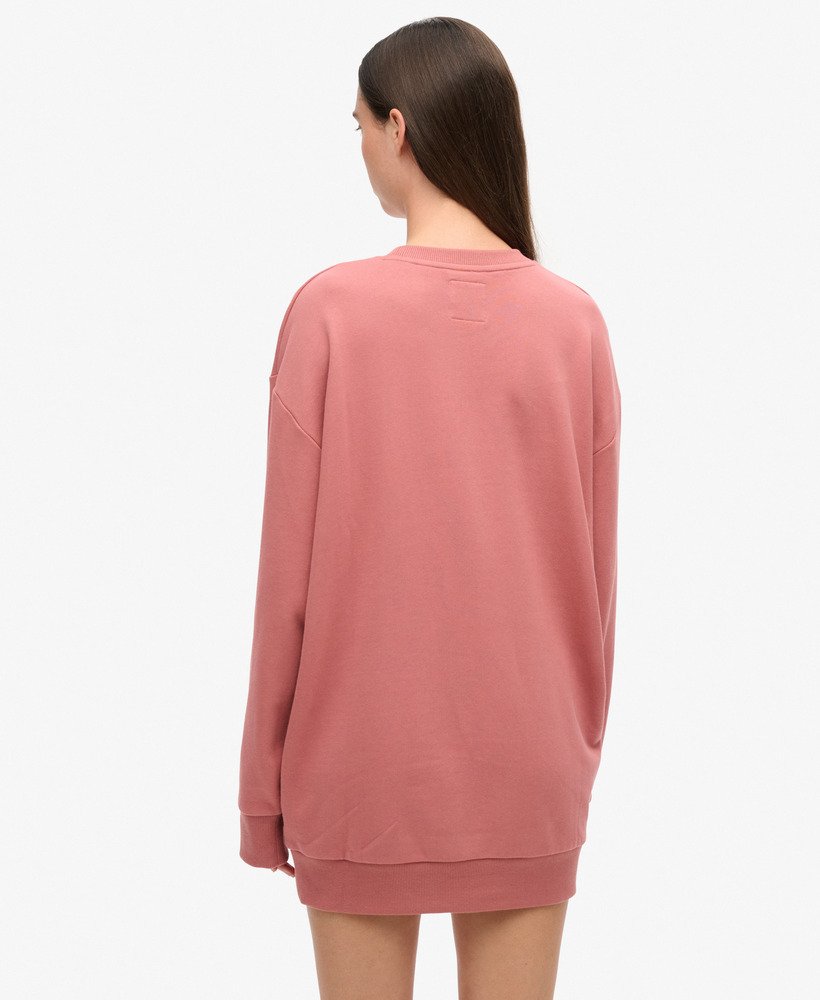 luxe metallic logo sweatjurk in verwelkte roos