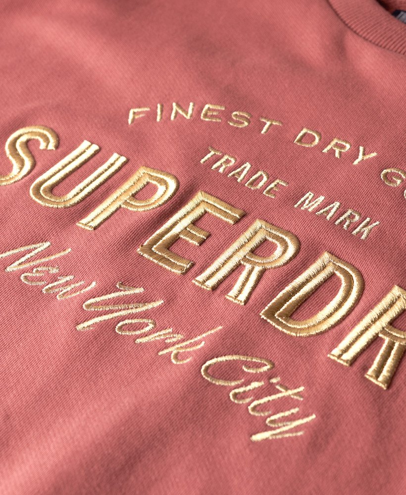luxe metallic logo sweatjurk in verwelkte roos