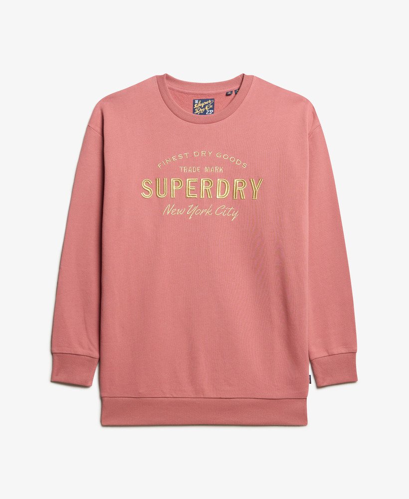 luxe metallic logo sweatjurk in verwelkte roos