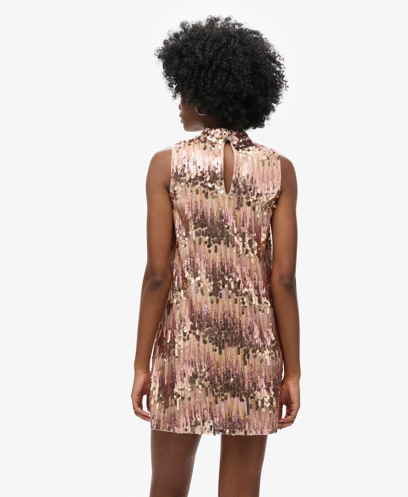 a-lijn sl mini-jurk met pailletten in pink multi