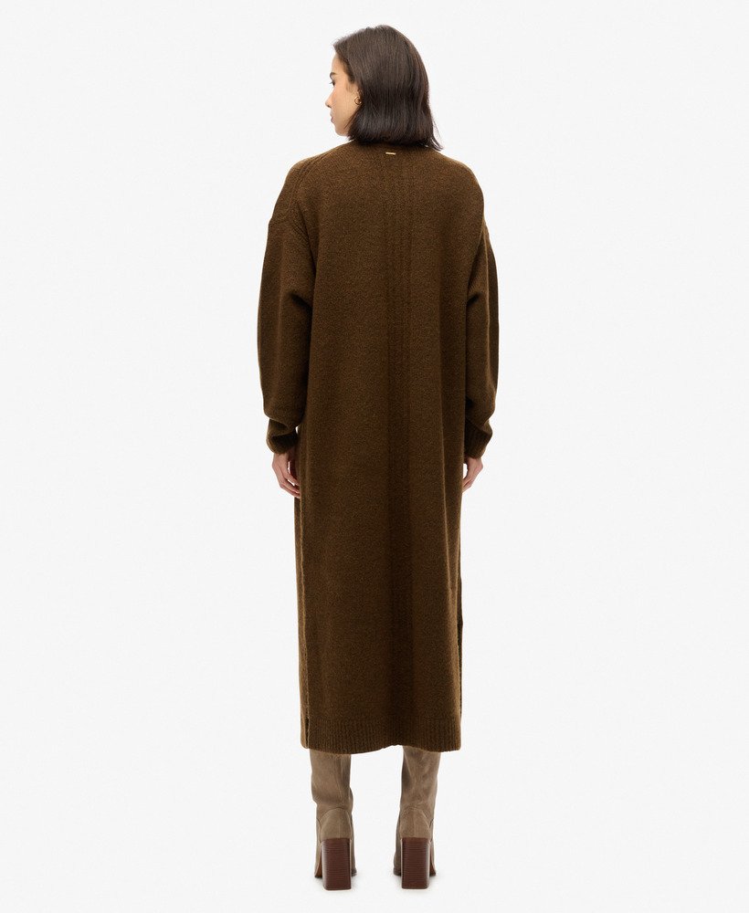 slouch midi-jumpsuitjurk in donkerbruine twist