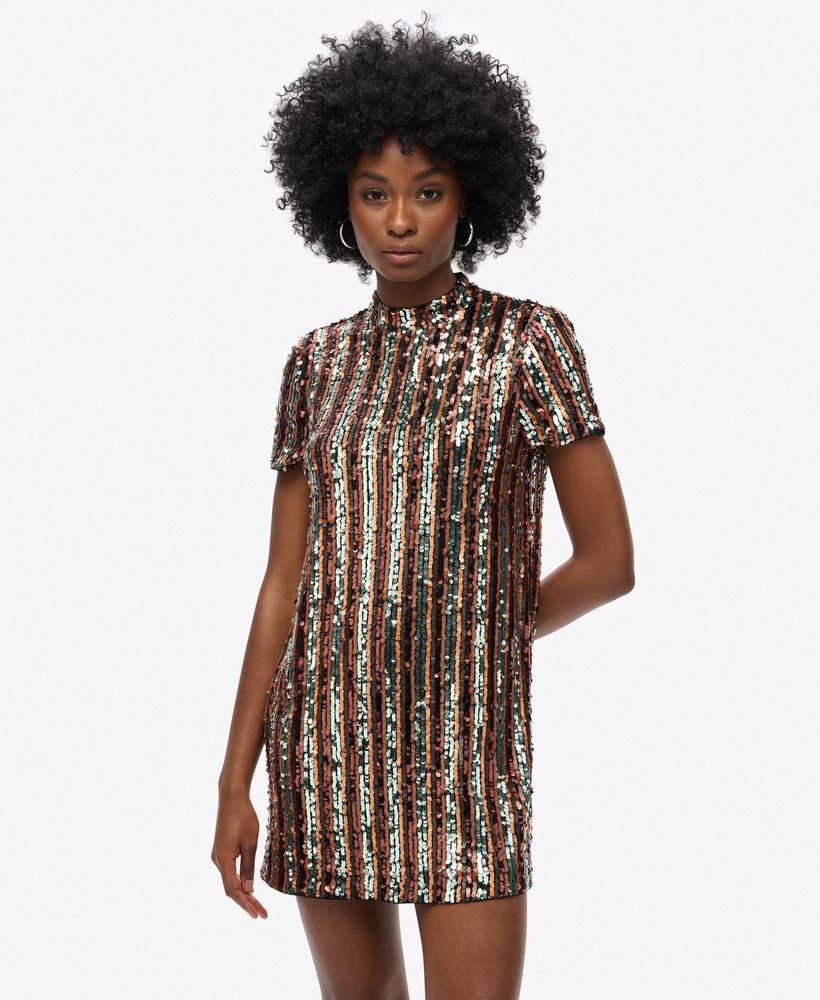 mini-jurk met pailletten t-shirt