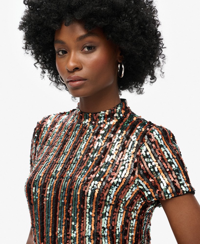 mini-jurk met pailletten t-shirt