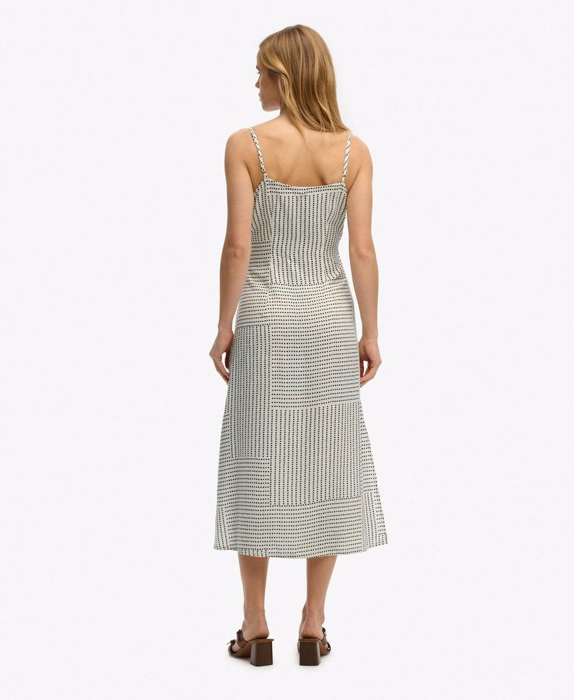 Bedrukte cami midi jurk met knoopsluiting