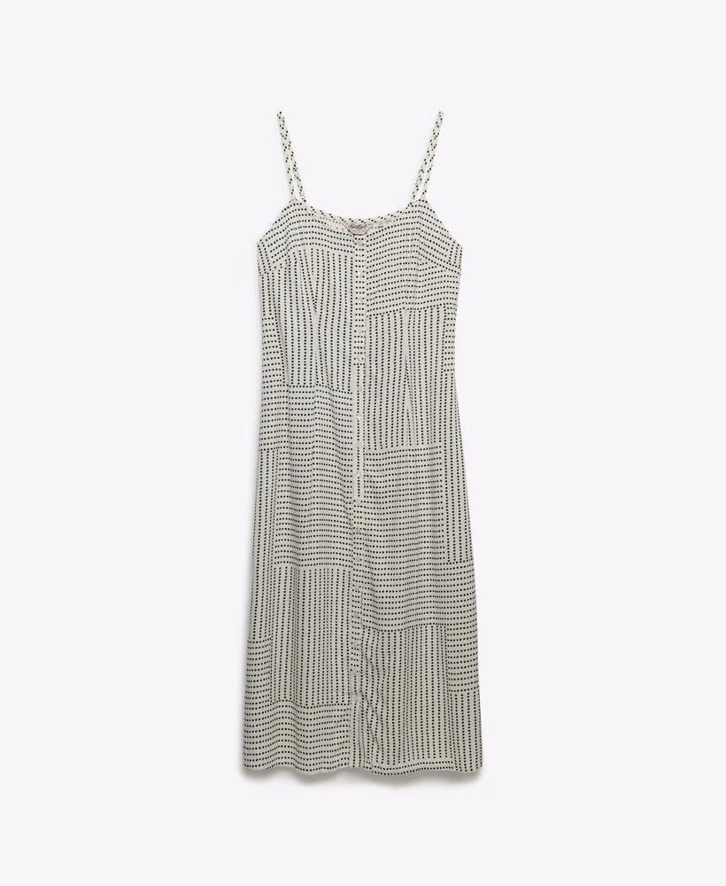Bedrukte cami midi jurk met knoopsluiting