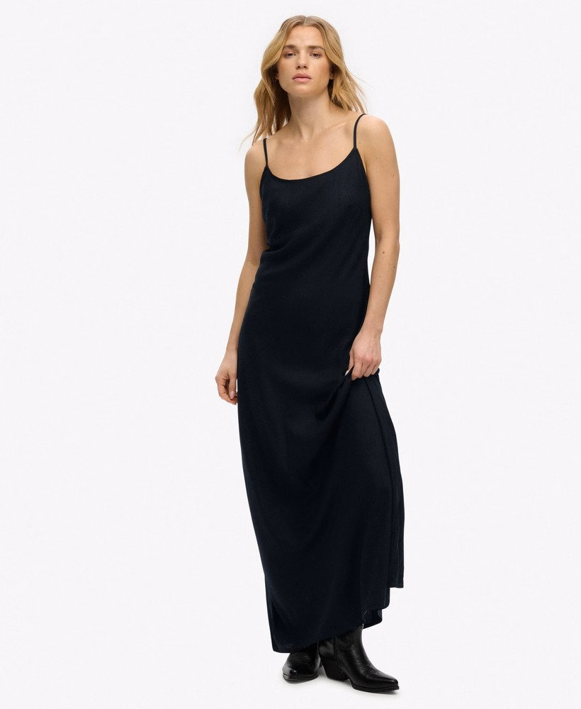Maxi slipjurk met schuine snit
