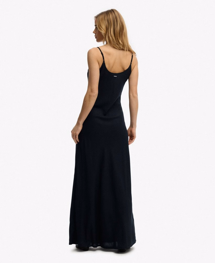 Maxi slipjurk met schuine snit
