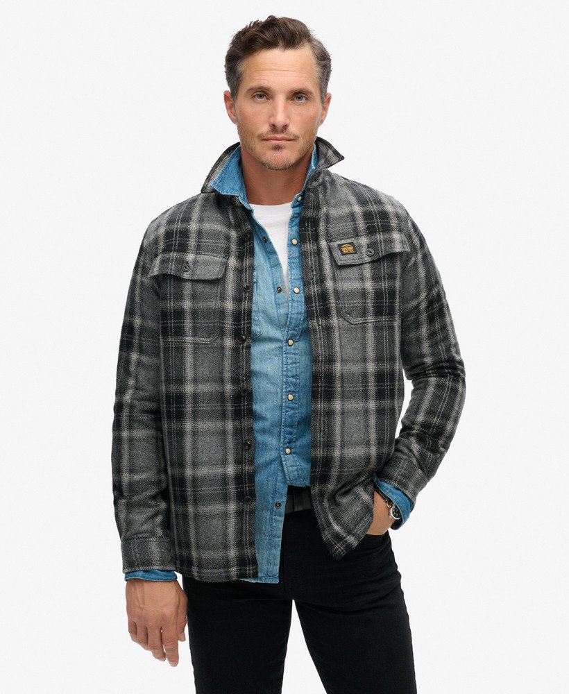 wool miller overshirt in roderick check zwart