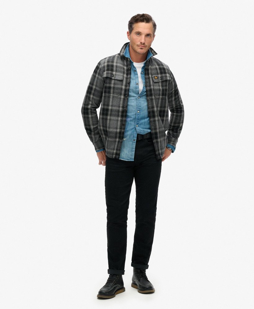 wool miller overshirt in roderick check zwart