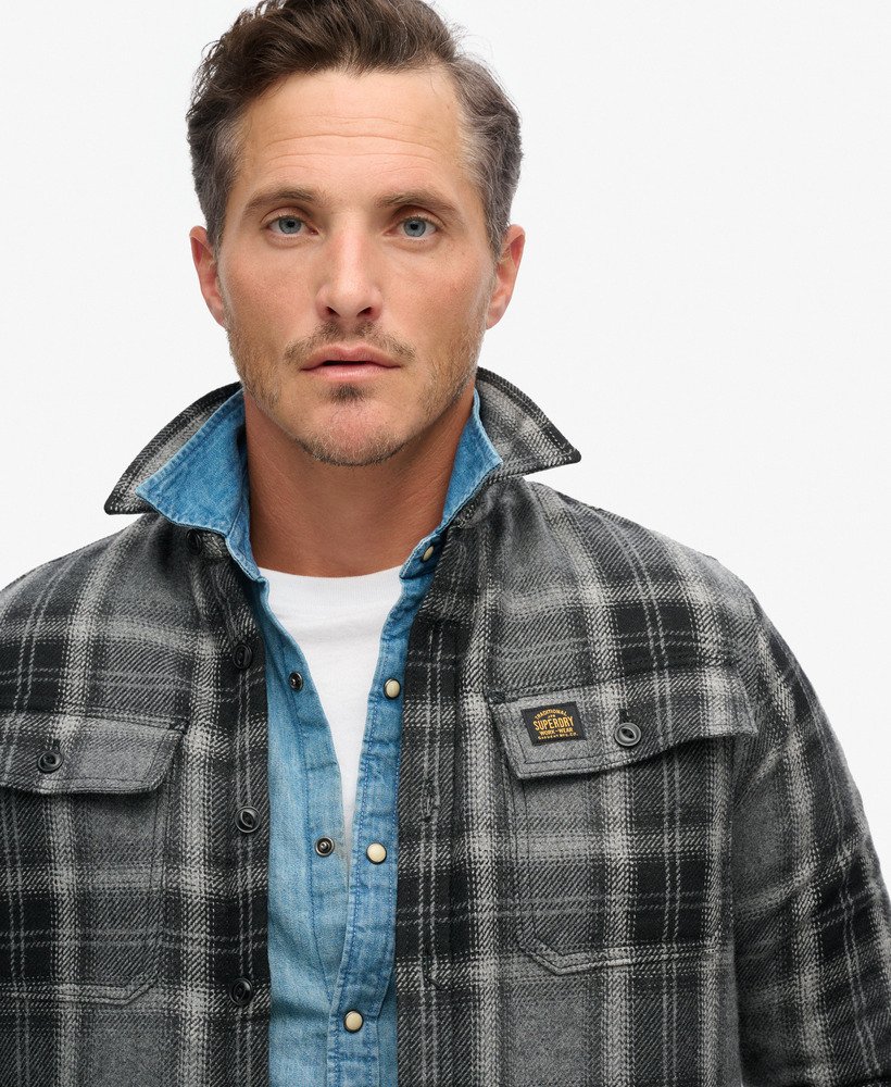 wool miller overshirt in roderick check zwart