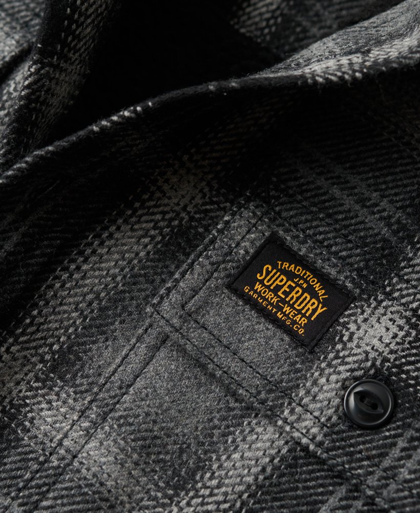 wool miller overshirt in roderick check zwart