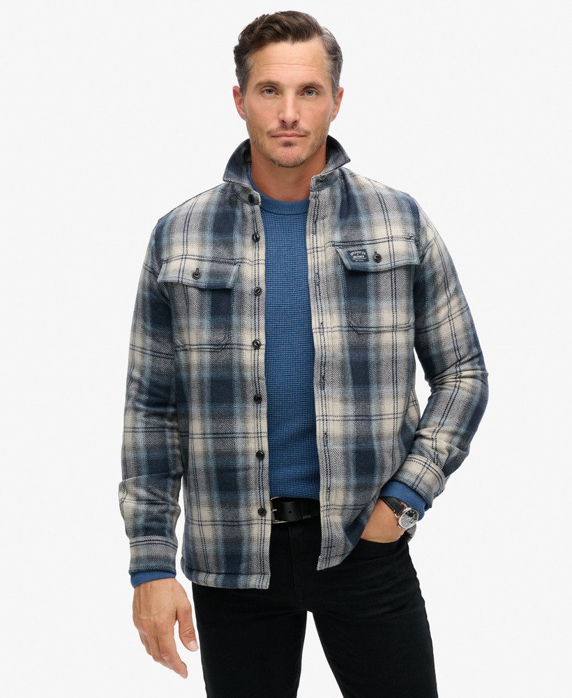 wool miller overshirt in roderick check donkerblauw