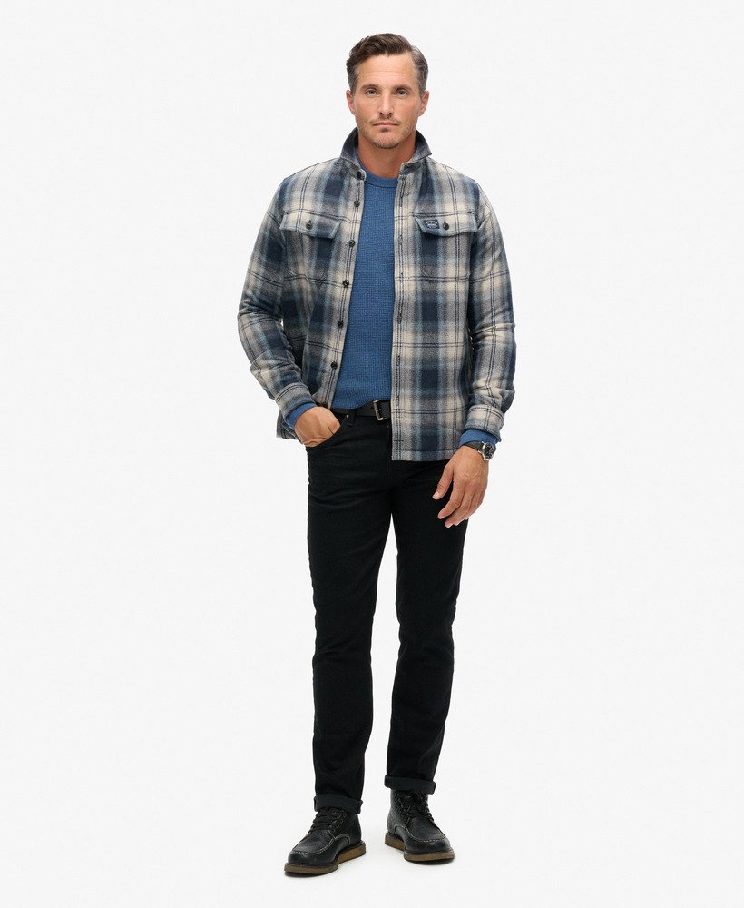 wool miller overshirt in roderick check donkerblauw