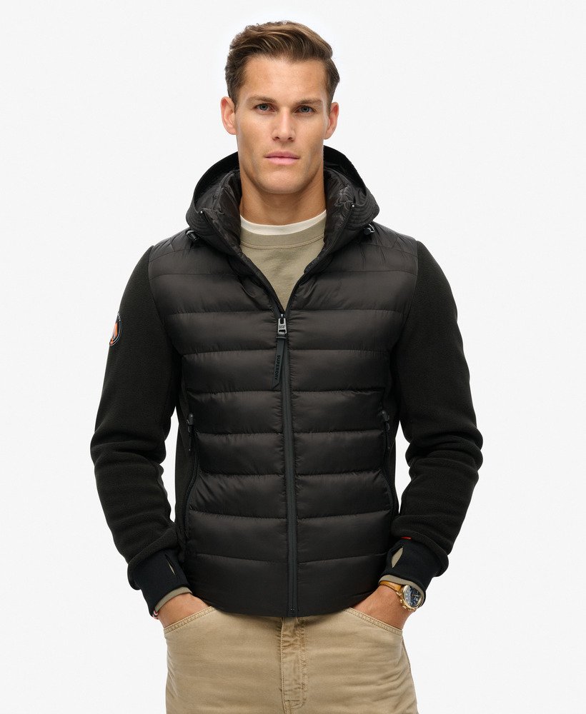 stormfleece bomberjack met capuchon in zwart