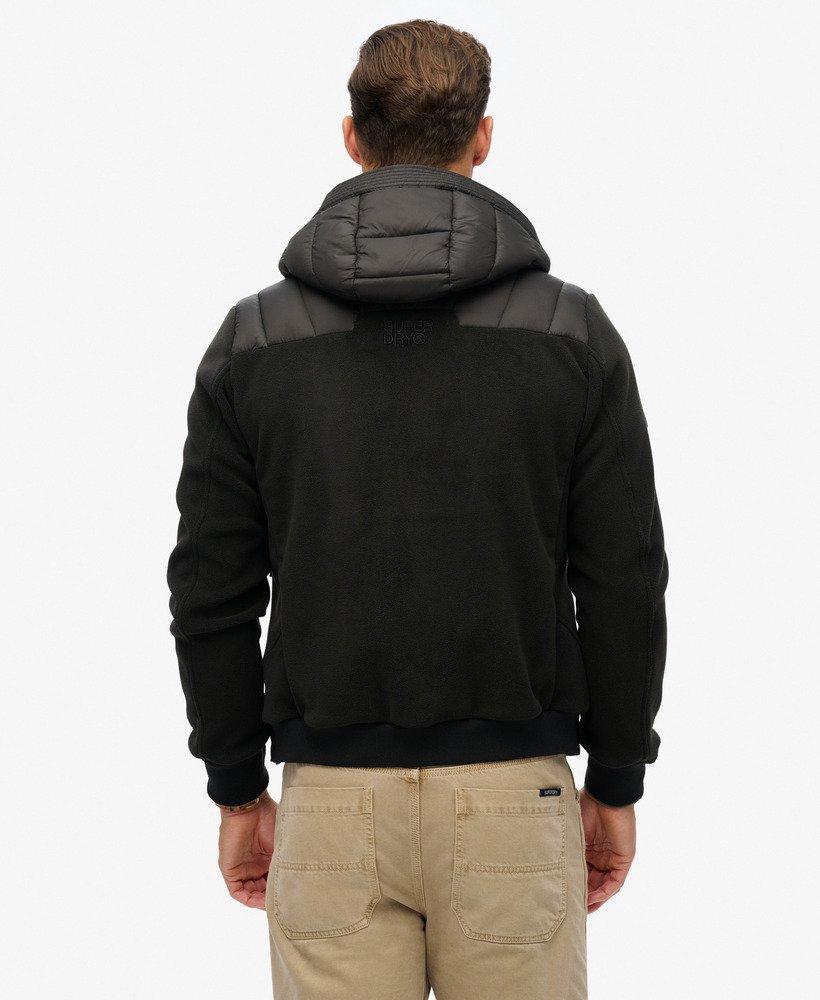 stormfleece bomberjack met capuchon in zwart