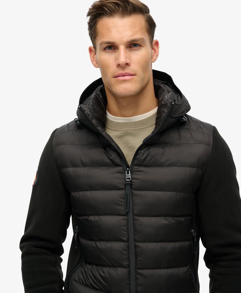 stormfleece bomberjack met capuchon in zwart