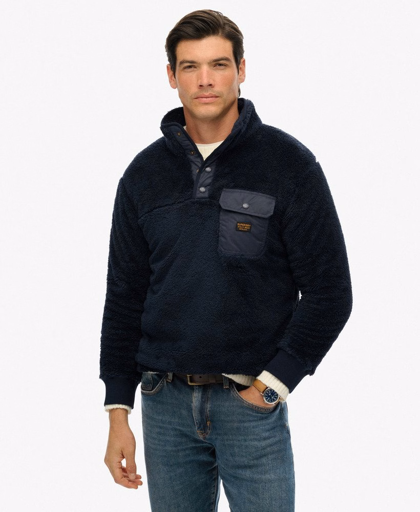 Henley-trui van hoogpolig fleece