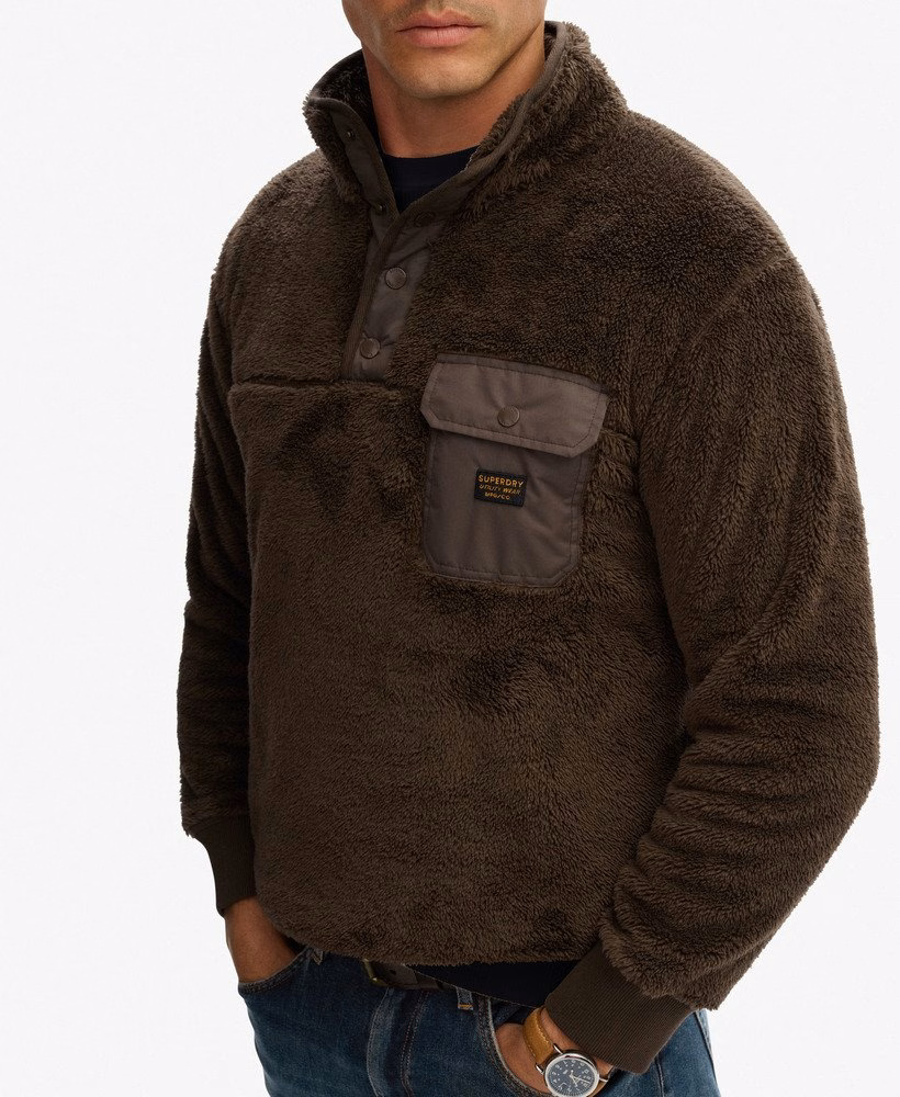 Henley-trui van hoogpolig fleece