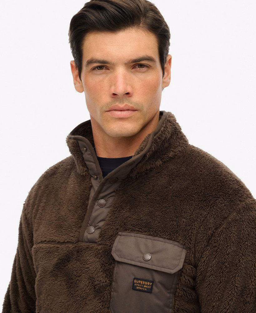 Henley-trui van hoogpolig fleece