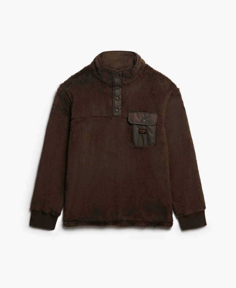 Henley-trui van hoogpolig fleece