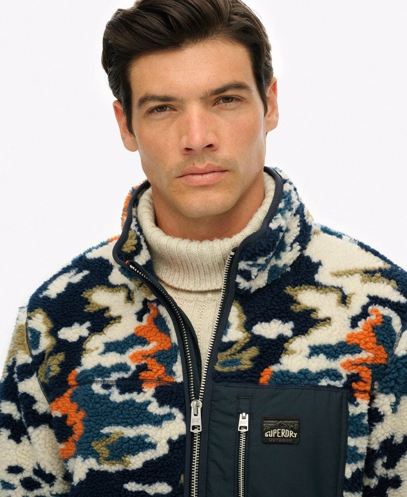 Fleece met print en ritssluiting