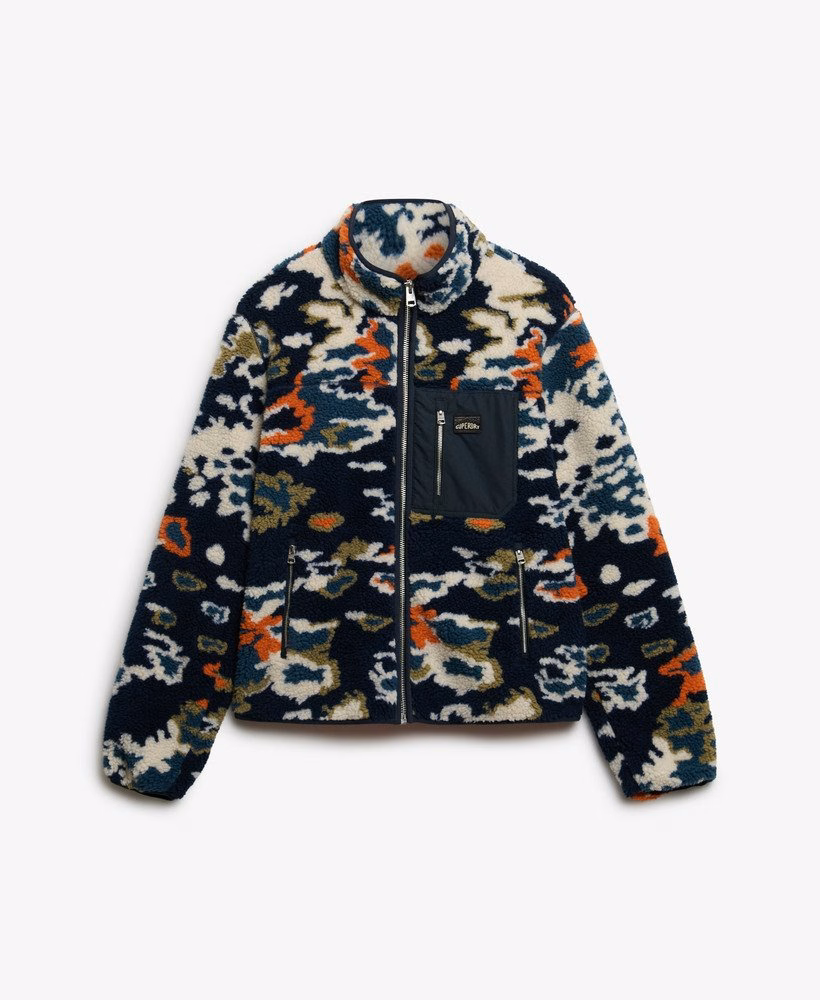 Fleece met print en ritssluiting