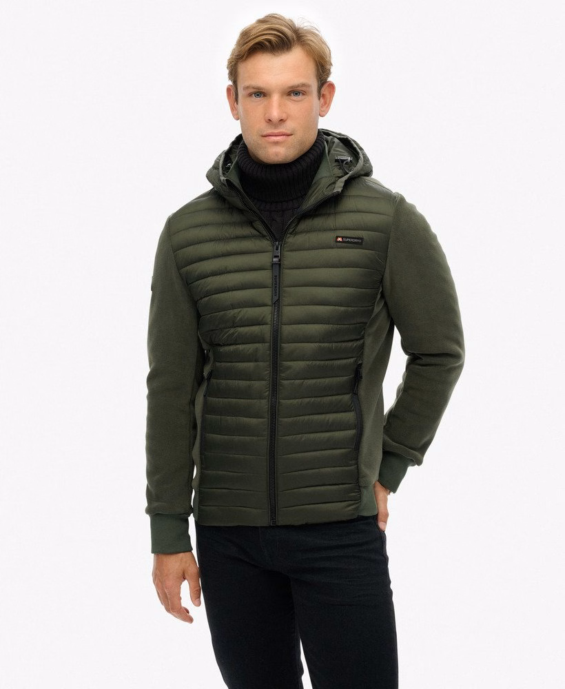 Hybride fleecejas met capuchon
