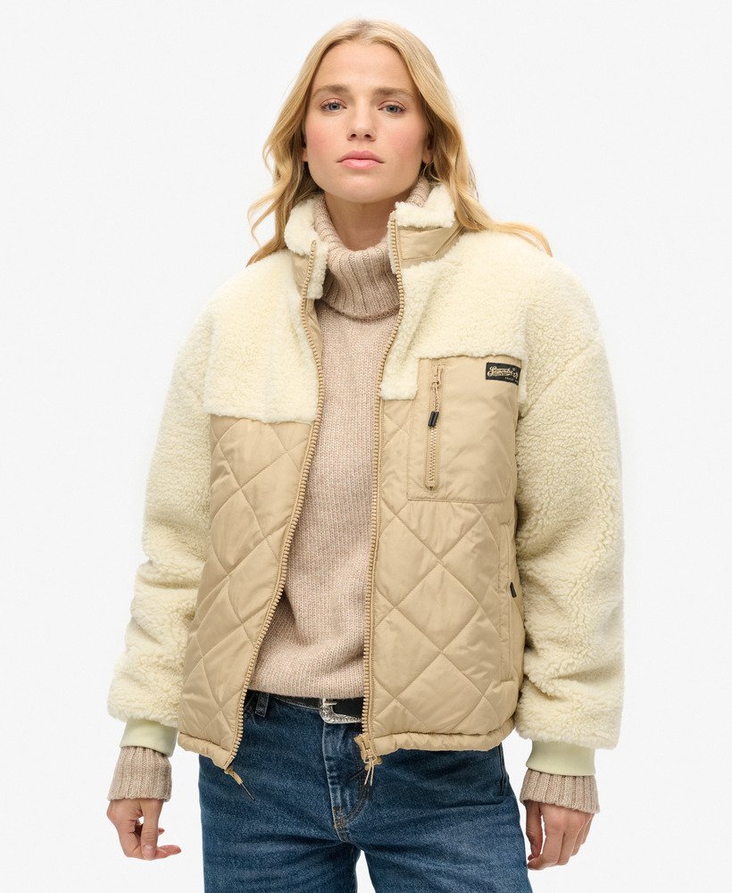 werkjas van fleece in hybride uitvoering urban cream.