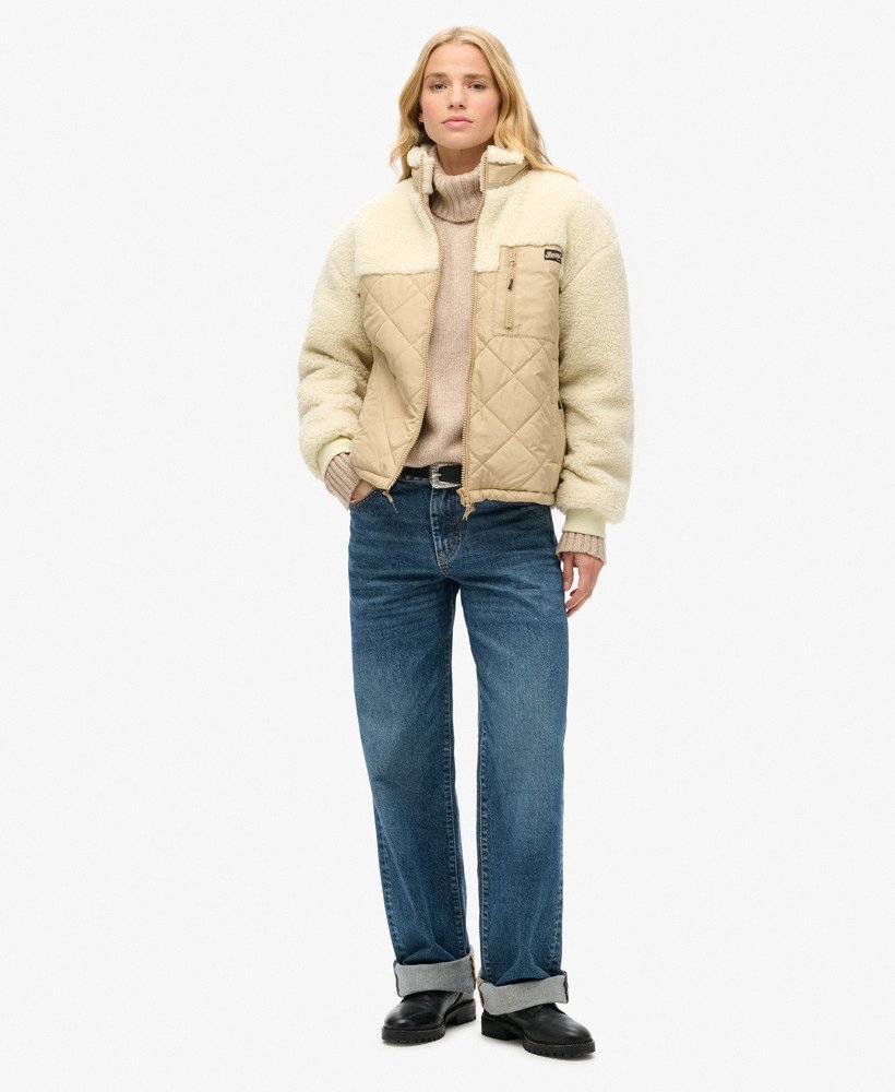 werkjas van fleece in hybride uitvoering urban cream.