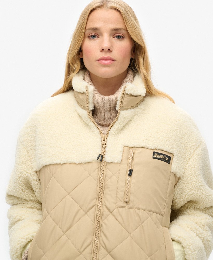werkjas van fleece in hybride uitvoering urban cream.