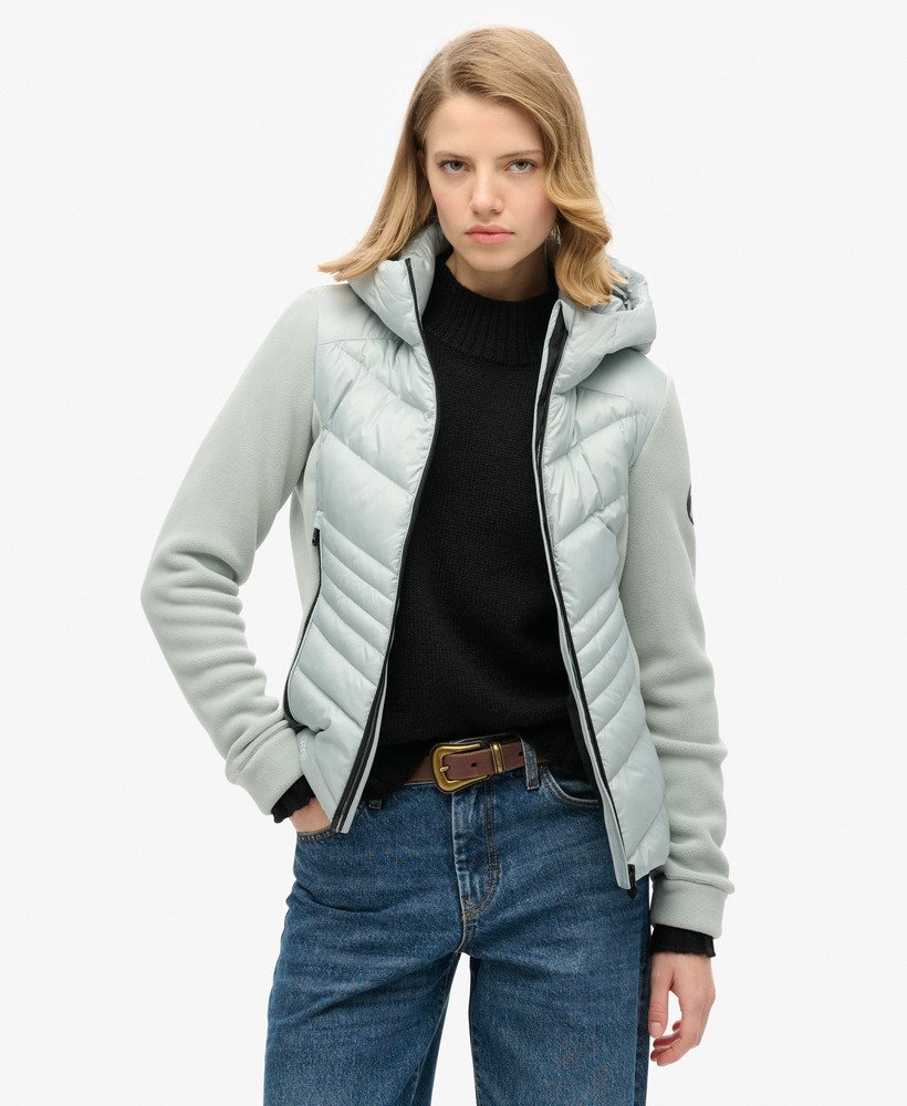 fleece stormjack met capuchon in puritan grey