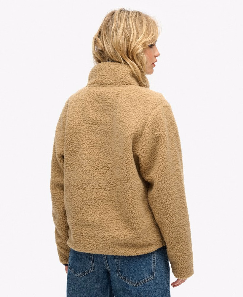 Vintage retro fleece trui met halve rits