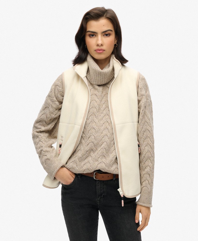 active fleece gilet in rijstwit