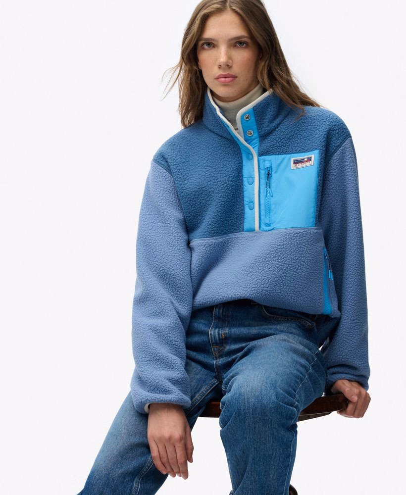 Fleece trui met kleurblokken